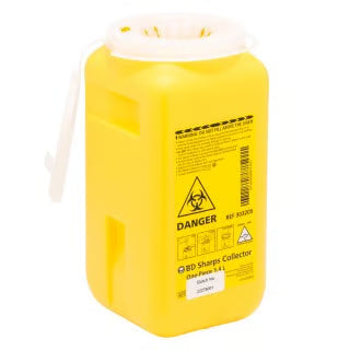 Sharps Disposal Bin — Clinical Grade, Locking Lid